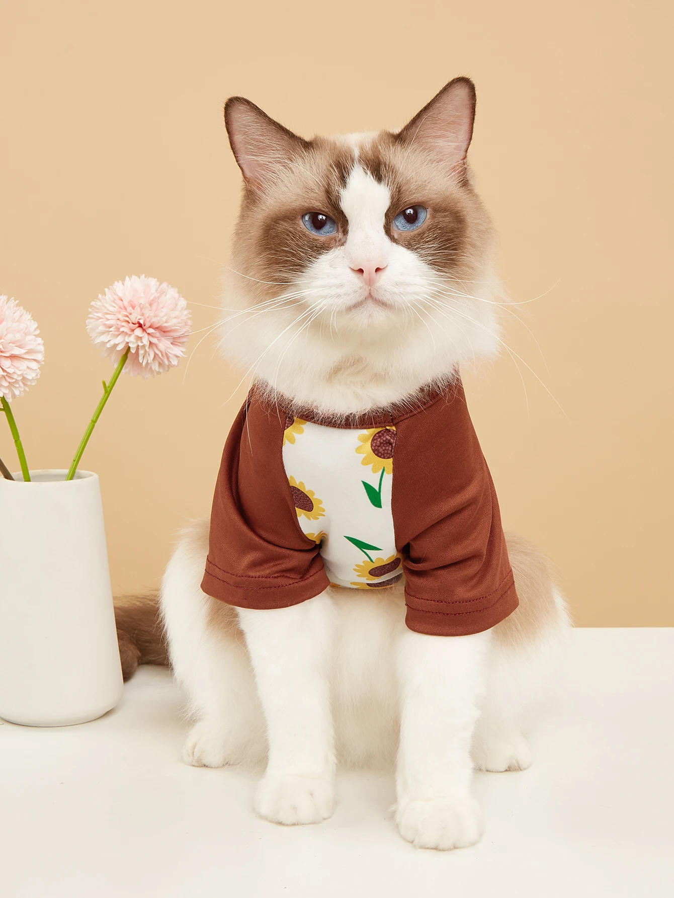 Camisetas para perros con estampado de girasol/zorro, ropa diaria de moda para cachorros, atuendo para perros pequeños, gatos, disfraz al aire libre, trajes de fiesta - imagen 2