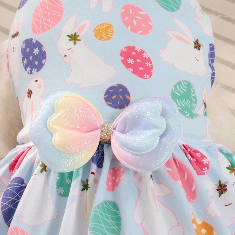 Vestido de princesa para perros, vestidos bonitos con estampado de conejo para perros pequeños y medianos, falda para mascotas de Pascua, ropa de peluche para cachorros y Chihuahua - imagen 4