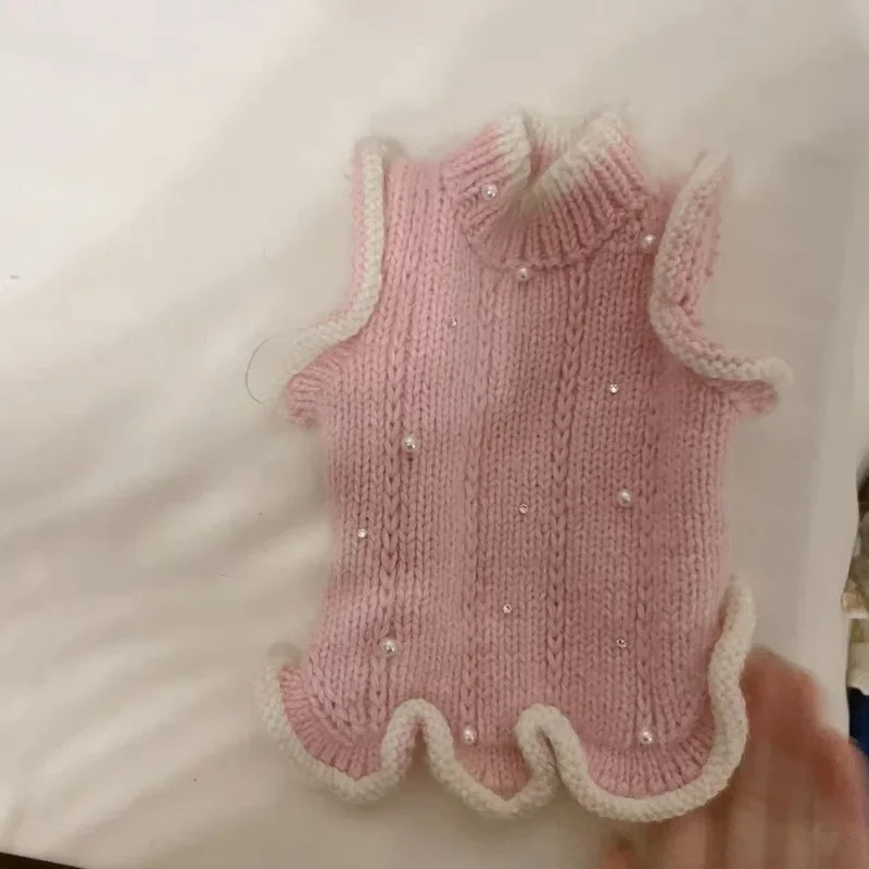 Suéter de princesa rosa para perros pequeños, ropa de punto para mascotas, ropa linda para cachorros, moda de otoño e invierno - imagen 3