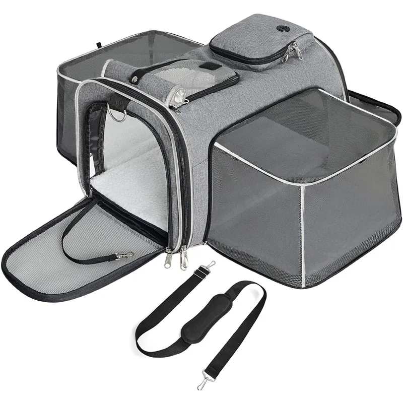 Bolso portátil multifuncional de doble cara para expansión de mascotas, gran capacidad, transpirable, para viajes al aire libre, gato, perro, portátil Universal - imagen 5