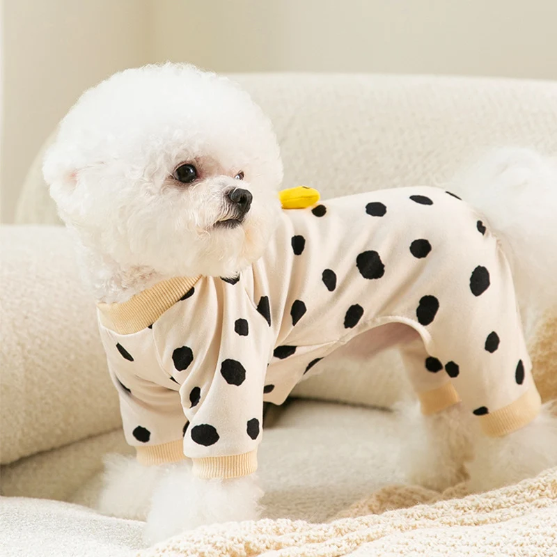 Ropa de algodón puro para cachorros, monos con patrón Kawaii para perros pequeños, pijamas elásticos suaves para perros, camisa de gatito de dibujos animados, ropa para gatos - imagen 4