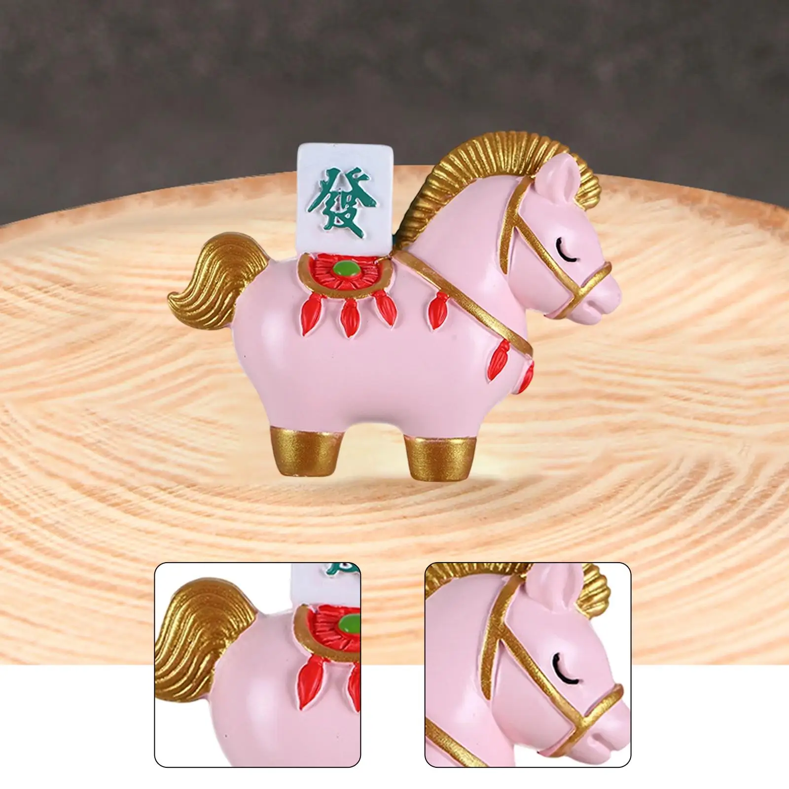 Horse Figurine Desktop Ornament Feng Shui Gift Small Statue for Desk Car Living Room Shelf