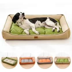 Cama para perro mediano y gato cuadrada Oxford – Bloque color verano