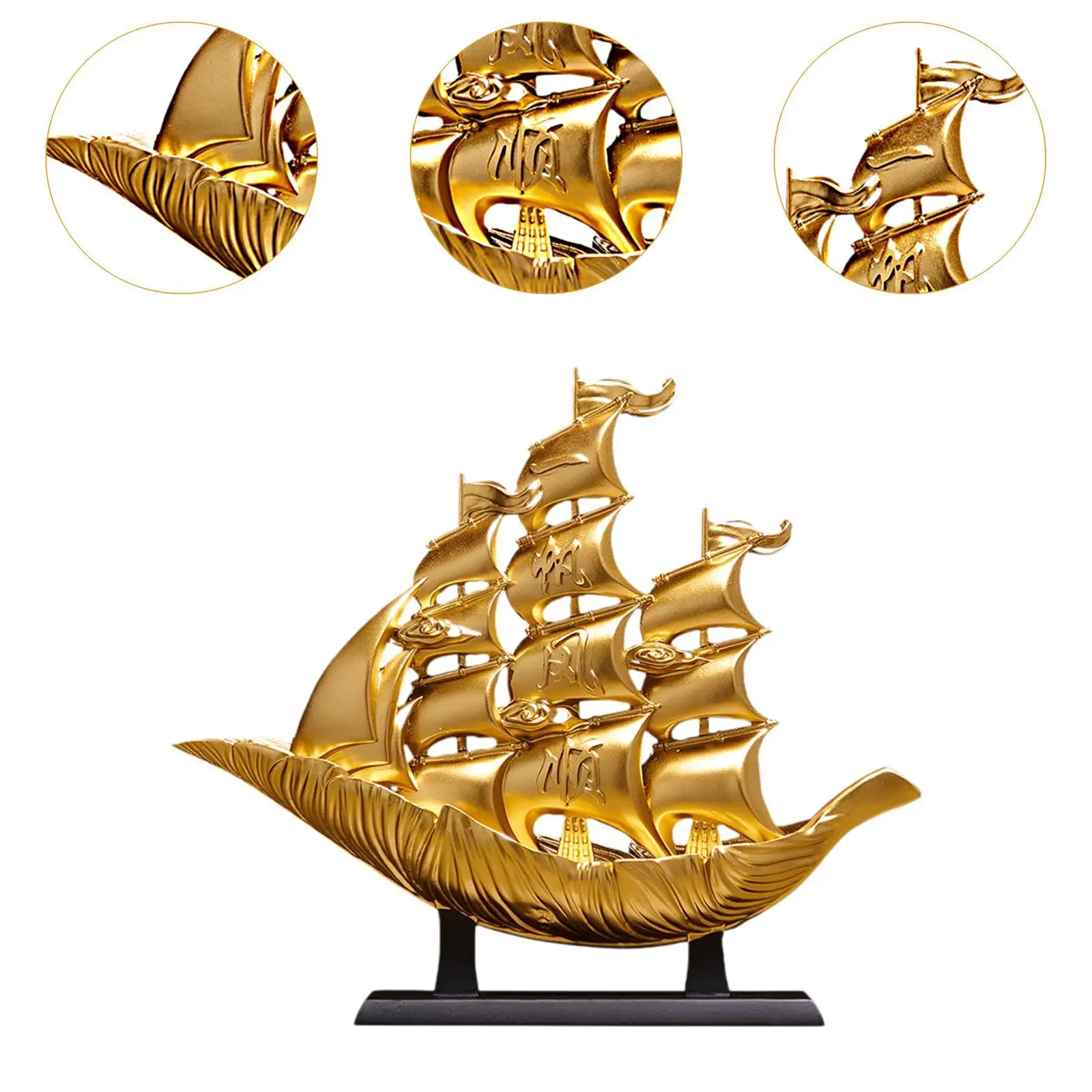 Sailing Boat Decor Artwork Bookshelf Anniversary Gift Sculpture Table Centerpiece Collectible Crafts Ornament Ship Model Decor