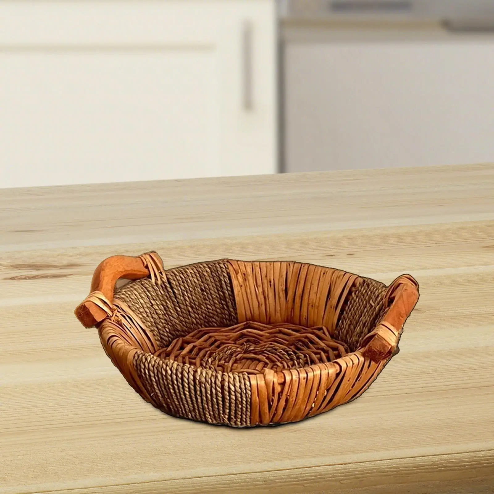 Wicker Woven Serving Tray Bread Basket Serving Basket Biscuit Cookies Pastry Display Basket for Picnic Restaurant Home Decor