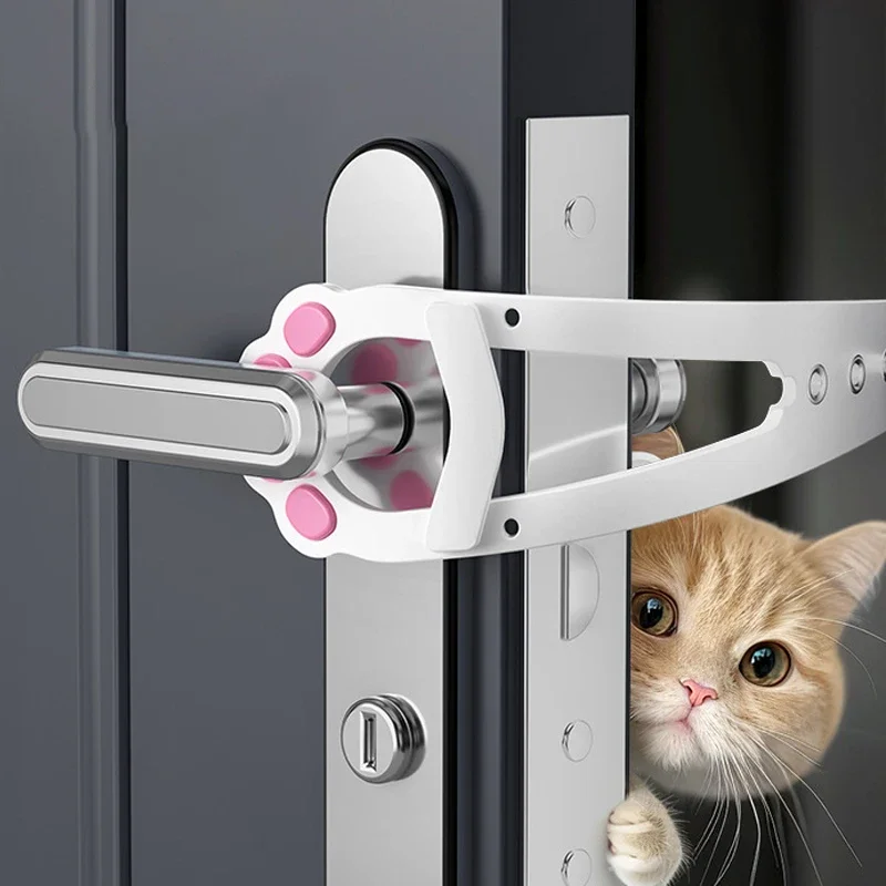 Abridor de puerta para mascotas sin perforaciones, pestillo ajustable para puerta de gato, fácil instalación, puerta con solapa para mascotas, suministros para perros y gatos - imagen 2