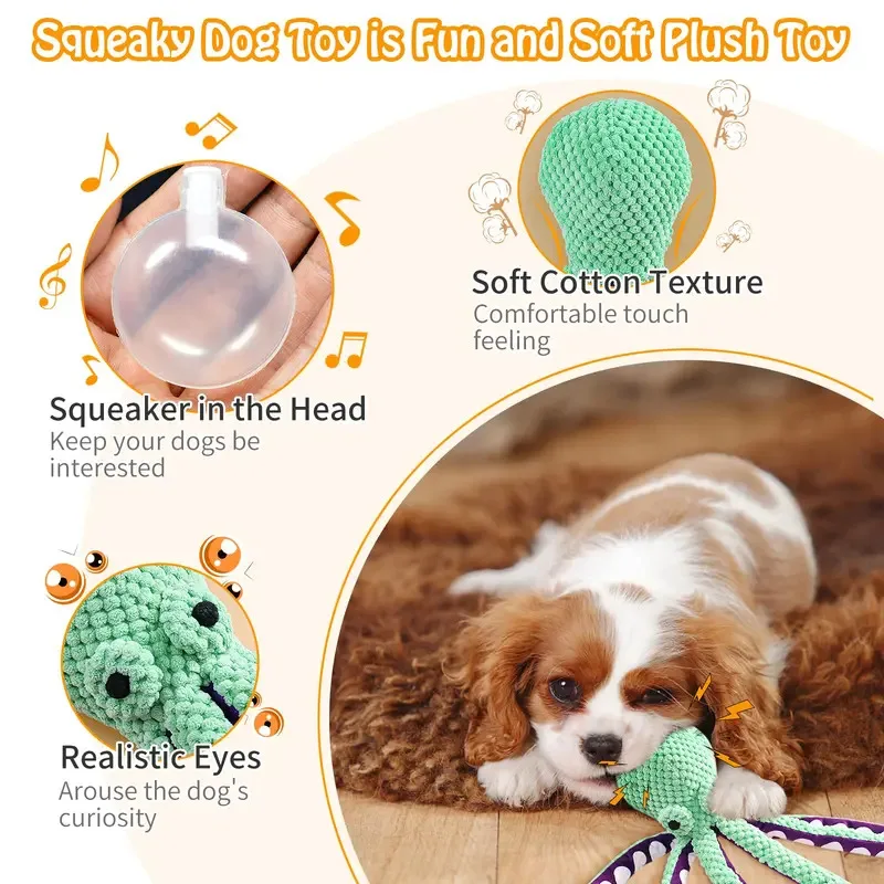Juguete de peluche para mascotas, rompecabezas de concha de pulpo con voz para perros y gatos, juguete interactivo resistente a mordeduras para limpieza de dientes de perros, juguete para masticar, suministros para mascotas - imagen 3