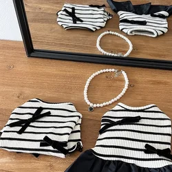 Ropa para perros pequeños con lazo - chaleco a rayas Chihuahua, Bichón