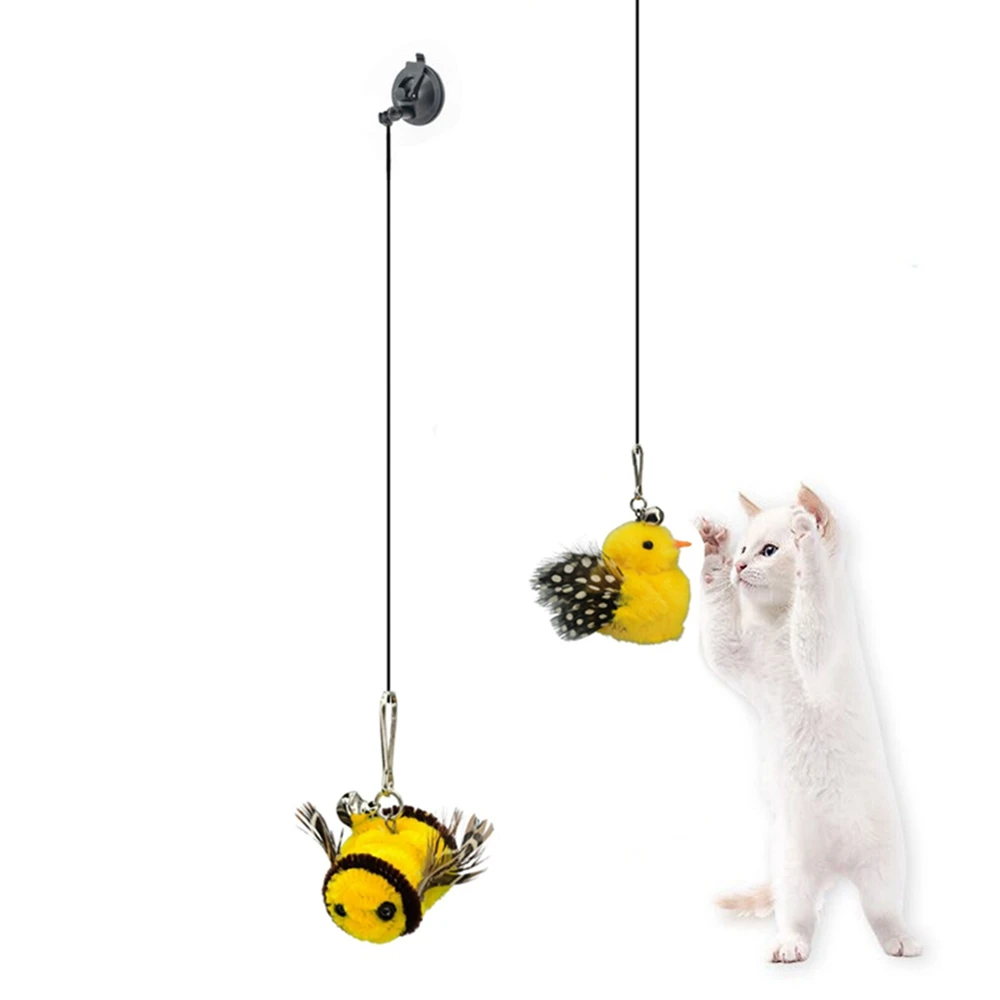 Juguete interactivo para gatos, simulación de pájaro, ratones, pluma con campana, varita divertida para gatito, cabezales de repuesto, juguete rompecabezas para gatos de interior - imagen 3