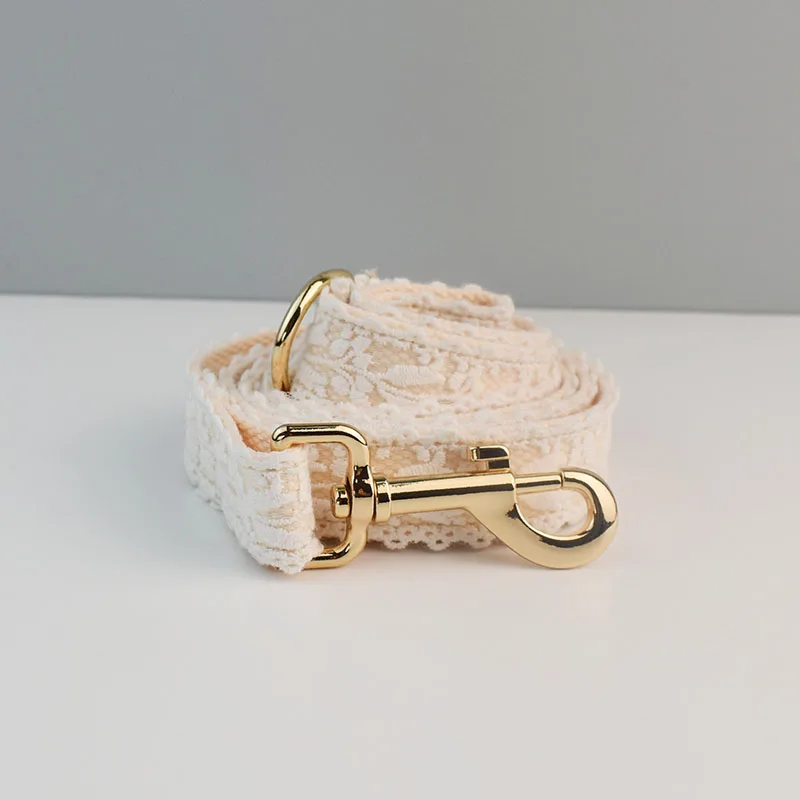 Suministros para mascotas de encaje blanco para boda, ID para perros, logotipo grabado gratis para perros pequeños, medianos y grandes, arnés de encaje American Cocker Spaniel - imagen 5