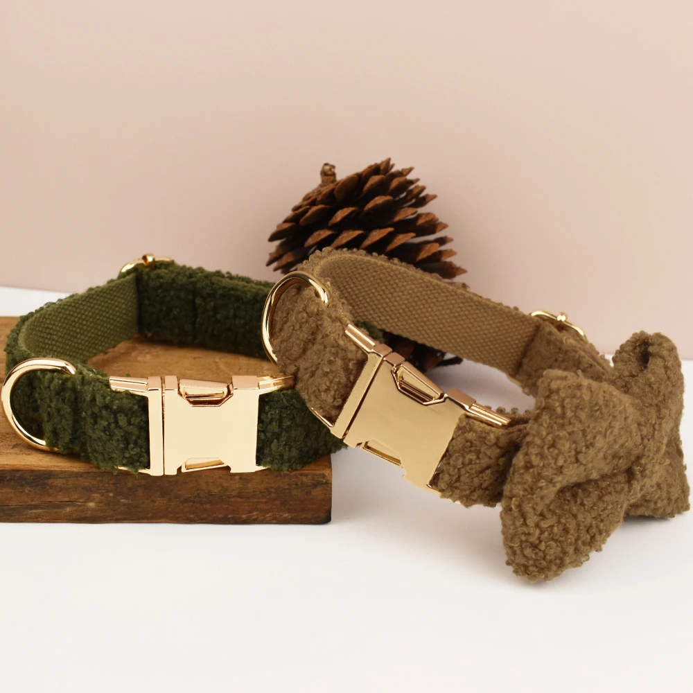 Conjunto de correa de arnés de Collar de perro personalizado de lujo, Collar de pajarita de perro desmontable con logotipo personalizado, correa de Collar de perro diy - imagen 3