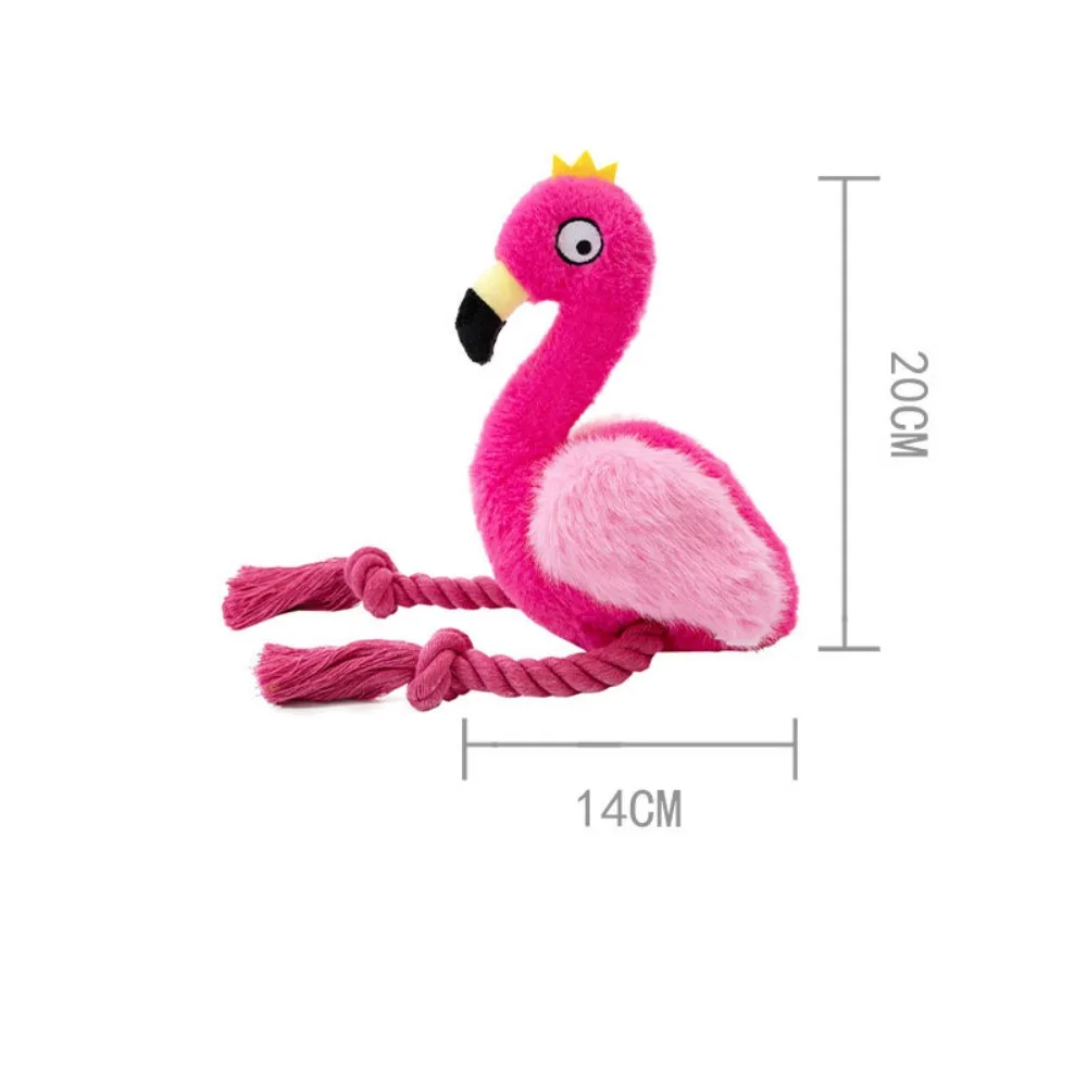 Cuerda para morder de perro con flamenco de peluche, juguetes para perros, seguro, duradero, trenzado, juguetes para masticar para perros, resistente, limpieza Molar de cachorro, cuerda de algodón para dientes - imagen 3