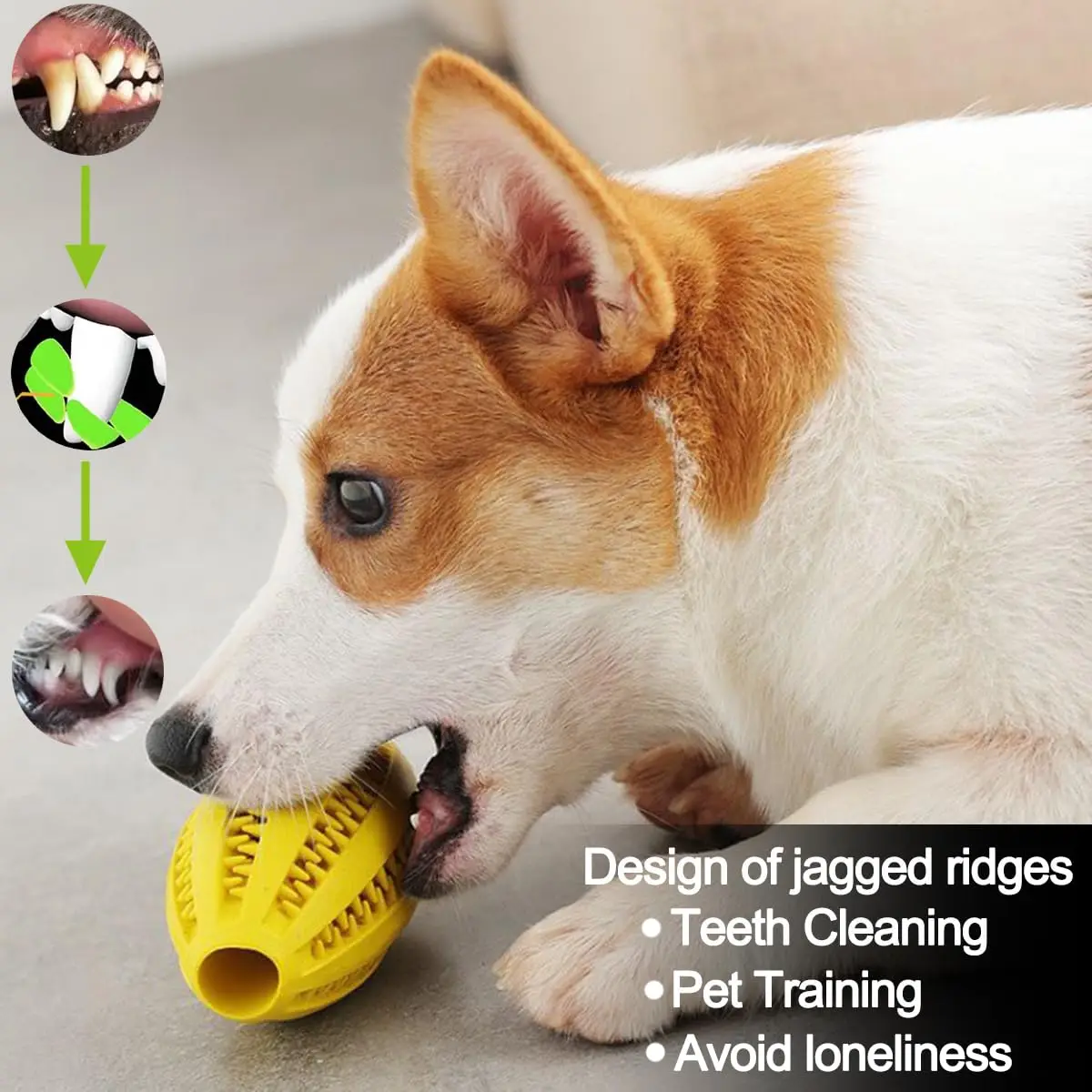 Juguetes para masticar para perros, Bola de aperitivos para limpieza de dientes, pelota de juguete para perros, goma Natural, suministros interactivos hinchables súper resistentes para mascotas - imagen 3