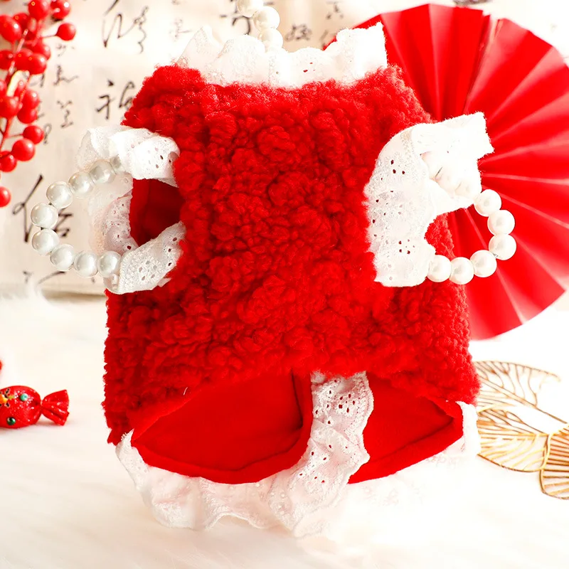 Ropa de otoño e invierno para perros, ropa de princesa para mascotas, chaleco de terciopelo, suéter para perros pequeños - imagen 3