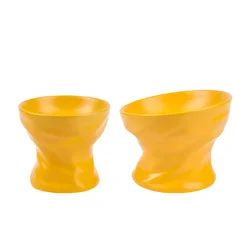 Cuenco de cerámica inclinado para mascotas, con patrón cóncavo-convexo, gradiente de Color fresco, accesorios para alimentador de agua y comida para perros y gatos