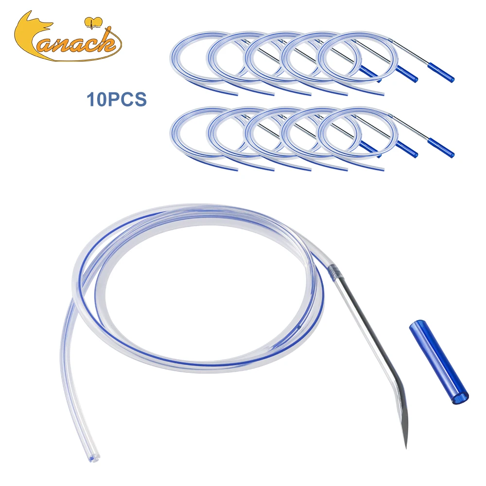 10 Uds drenaje estriado redondo silicona de grado médico 10Fr-24Fr con trocar a prueba de obstrucciones ranura abierta tubo de drenaje equipo veterinario