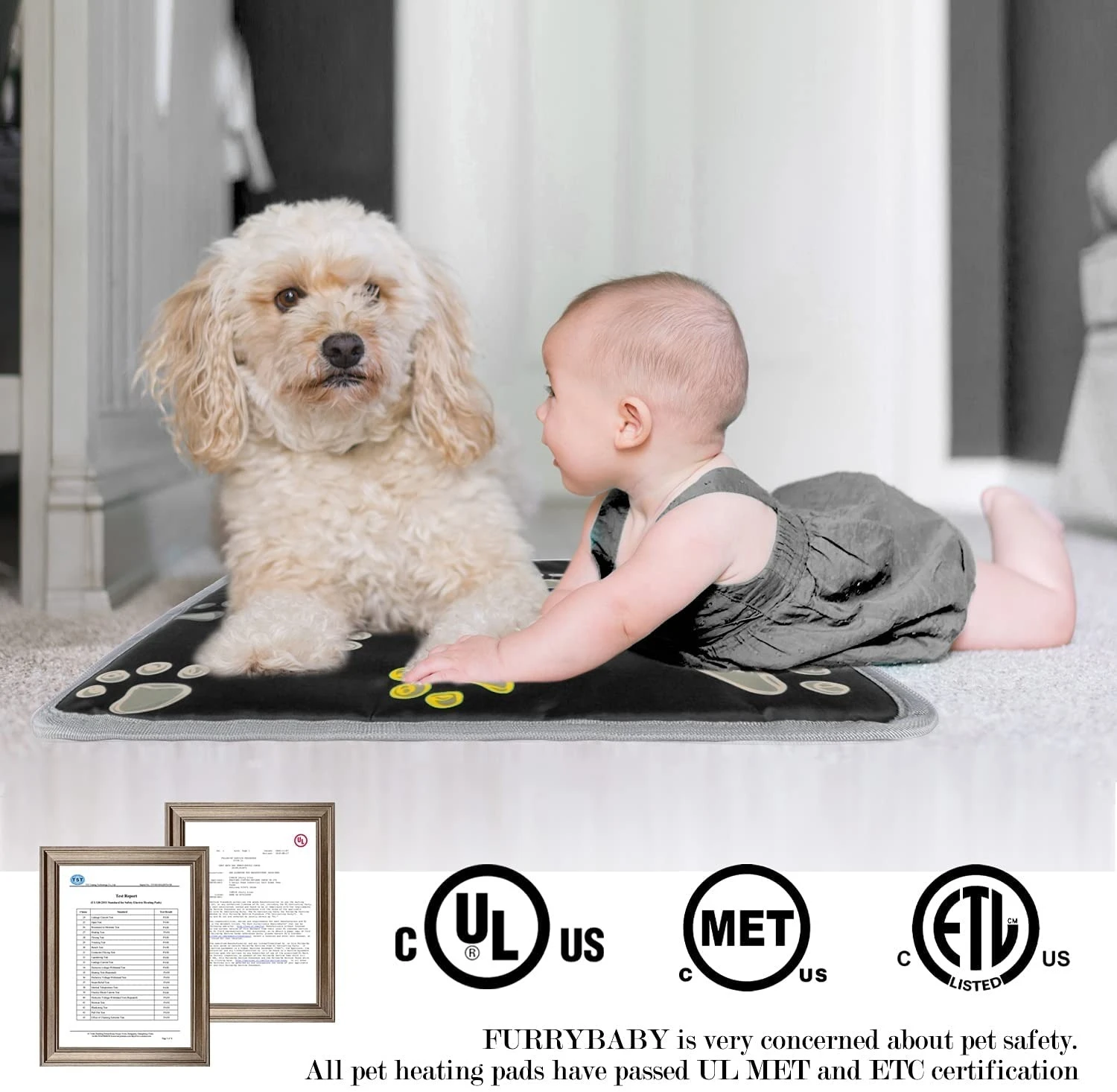 Furrybaby-Manta con calefacción eléctrica para mascotas, manta de 110V/220V para cama de gato y perro, calentador de invierno para casa, silla de oficina, alfombrilla calefactora para cama de perro - imagen 3