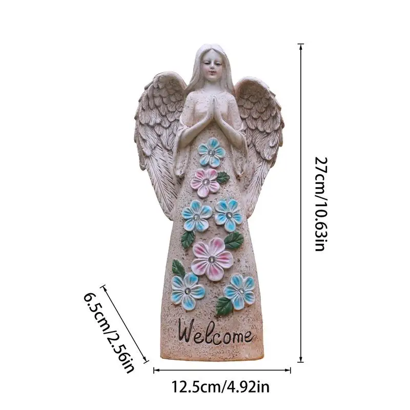 Estatuas de Ángel de jardín para exterior, estatua de jardín con energía Solar iluminada creativa de 10,63 pulgadas, adornos para césped delantero, esculturas al aire libre - imagen 5