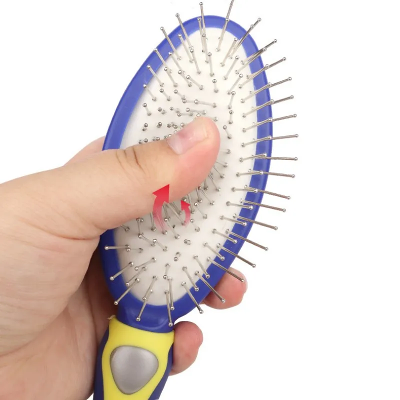 Cepillo removedor de pelo para perros, peine de doble cara para masaje, Herramientas de limpieza para perros, peine de acero inoxidable para gatos, suministros para mascotas - imagen 5