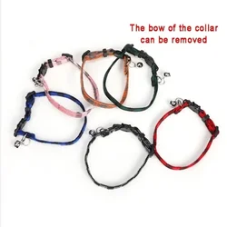 Collar de gato separable para mascotas, pajarita y campana, bonito Collar de perro ajustable elástico rojo de Navidad a cuadros con marco, campana pequeña para gatos