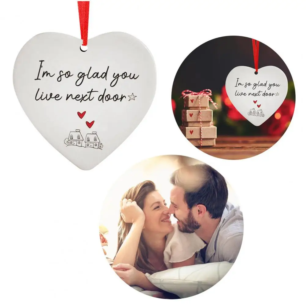 Bonito adorno en forma de corazón, te deseo vivido a la próxima puerta, adorno decorativo resistente para interiores, colgante para el Día de San Valentín - imagen 5