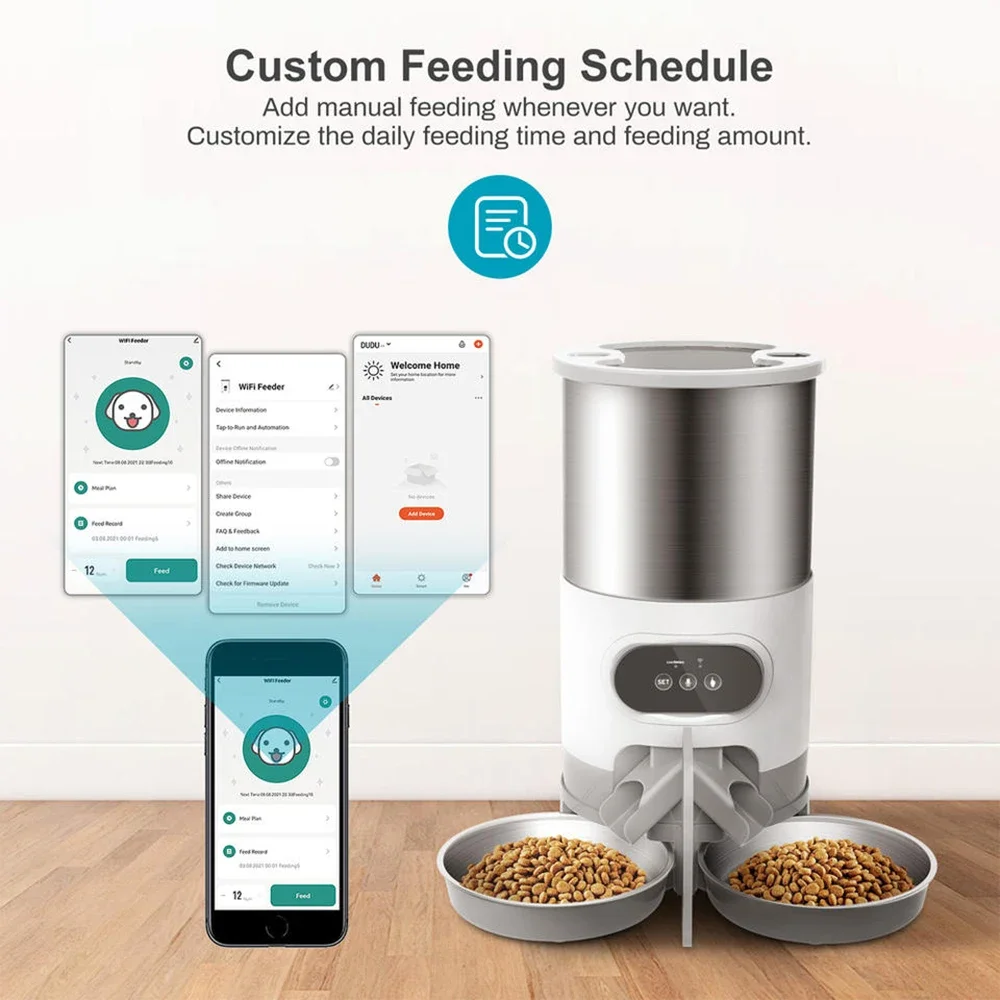 Alimentador automático para mascotas con aplicación WIFI de 4,5l, dispensador de alimentos secos, grabadora de voz, temporizador, venta expendedora de alimentación para gatos grandes, perros, cuenco inteligente para mascotas - imagen 3