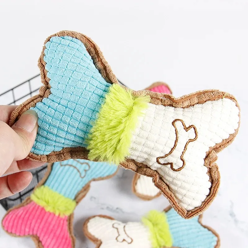 1 juguetes chirriantes para perros, juguete para masticar para perros de peluche con huesos para cachorros de razas pequeñas y medianas, masticadores agresivos para mascotas, juego de limpieza de dientes - imagen 3