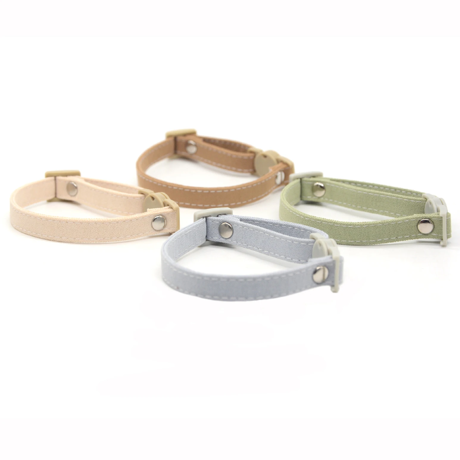 Collar de gato separable de lino de algodón para gatos, Collar de gato lindo de color sólido ajustable con hebilla de seguridad - imagen 2