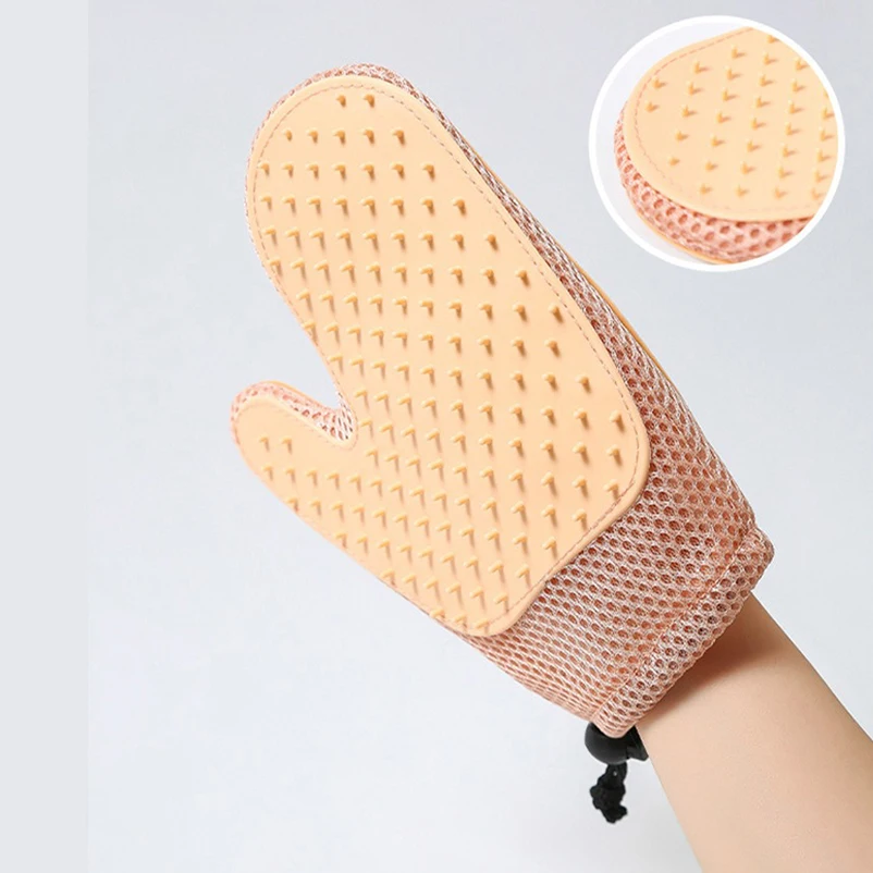 Nuevos guantes de dos caras para el cuidado de mascotas, cepillo de masaje para limpieza de pelo de gato, cepillo de baño para depilación de perros de silicona - imagen 3