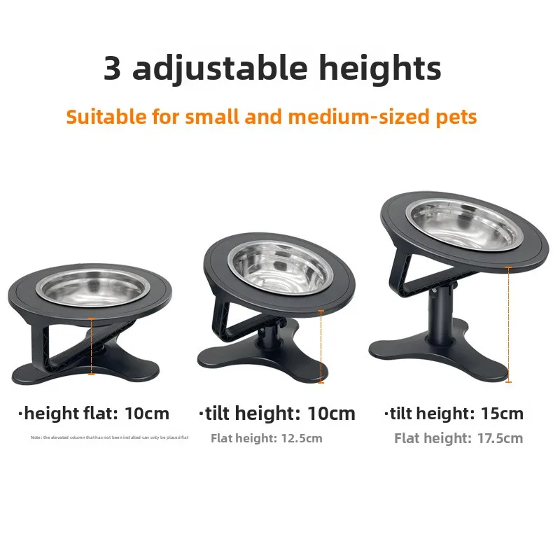 Cuenco con soporte de acero inoxidable de pie alto para mascotas, altura ajustable, previene golpes, cuenco de arroz para gatos, suministros de alimentación para mascotas, accesorios - imagen 2