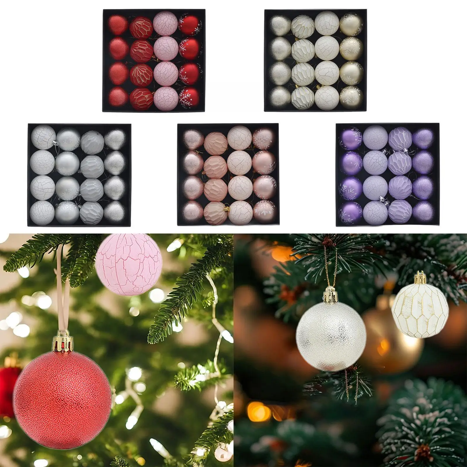 16Pcs Christmas Ball Ornaments Shatterproof Party Supplies DIY Baubles Hanging Balls Christmas Ornaments for Indoor Celebration
