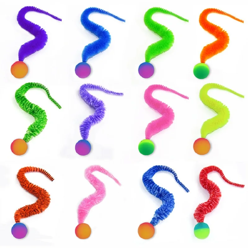 Juguetes interactivos para gatos, tickle, pelota que rebota colorida, suministros para mascotas, rompecabezas, burlas, gusano de gato interior, oruga, juguete elástico - imagen 2