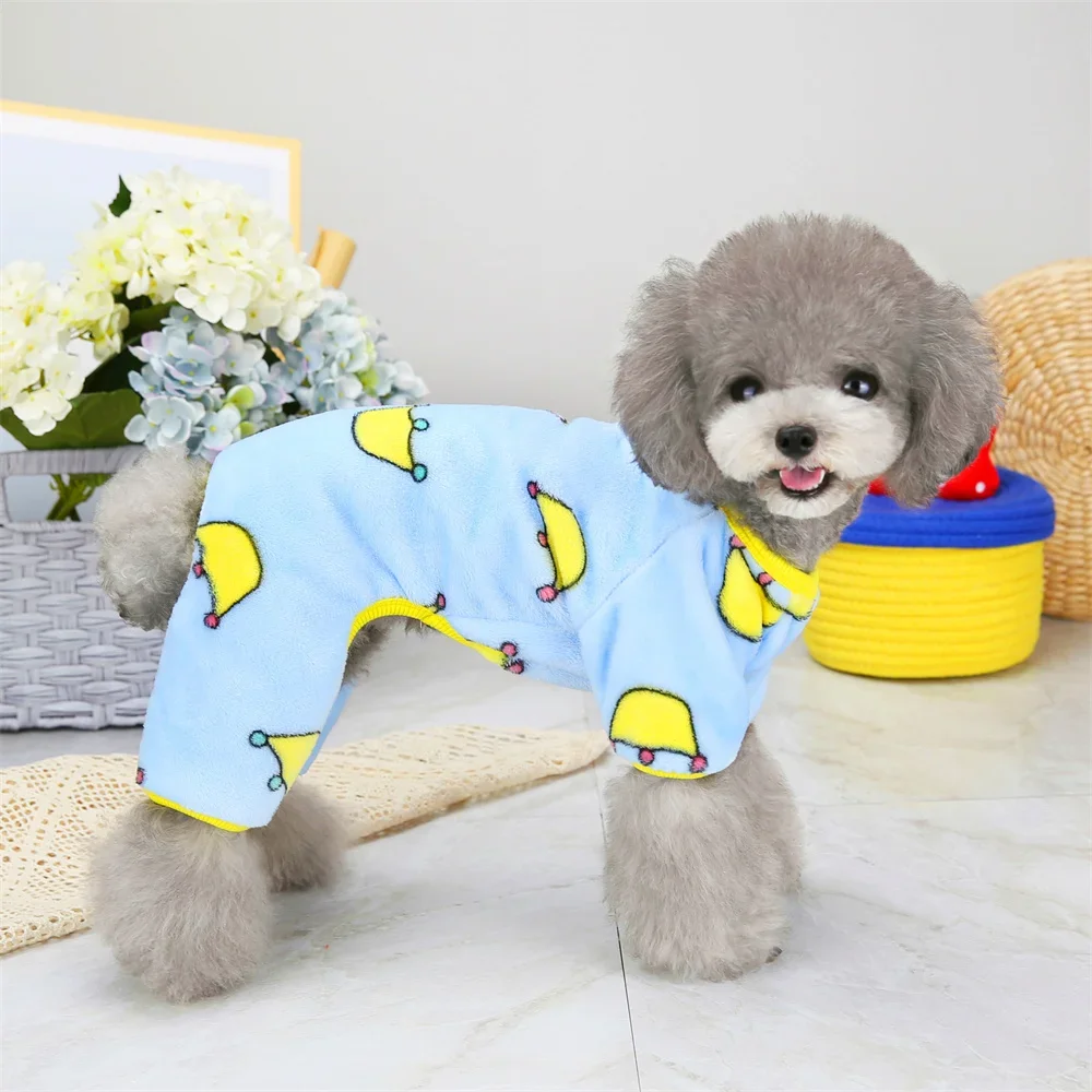 Mono con estampado dulce para cachorros, pijamas para perros pequeños, ropa cálida de franela para mascotas, peleles Schnauzer Yorkshire, traje para mascotas - imagen 4