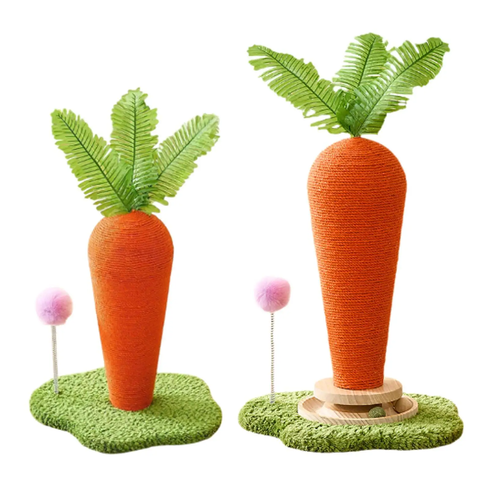 Cat Scratching Post with Play Ball Carrot Cat Scratcher for Cat and Kittens