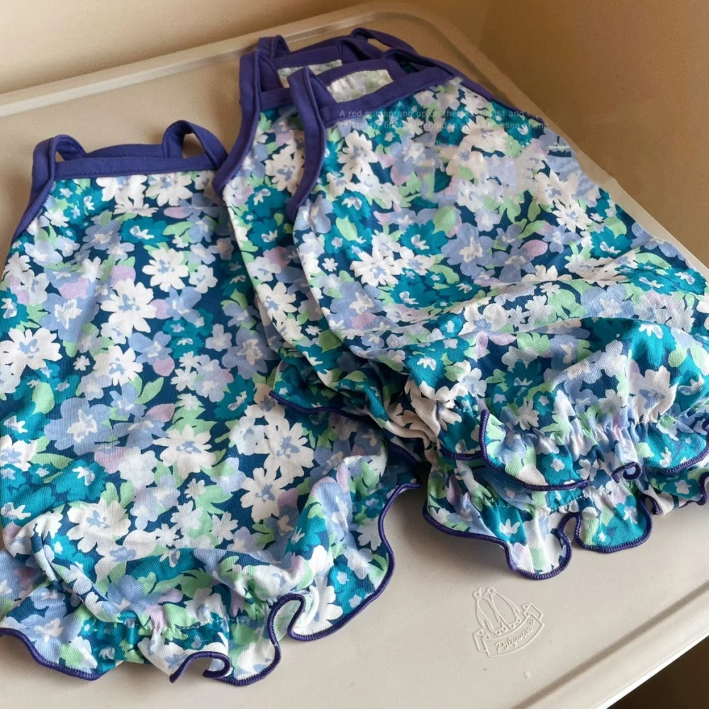 Chaleco fino de algodón de verano para gato sin pelo, falda camisola de estilo rústico Floral azul dulce para gato Sphynx, mono suave para gatitos - imagen 2