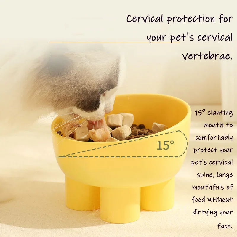 Cuenco de comida para mascotas de pie alto a prueba de fugas, cuenco antipunta para gatos, cuenco para proteger el cuello de 15 °, material pp, comida para gatos, cuencos de agua, suministros para mascotas - imagen 5