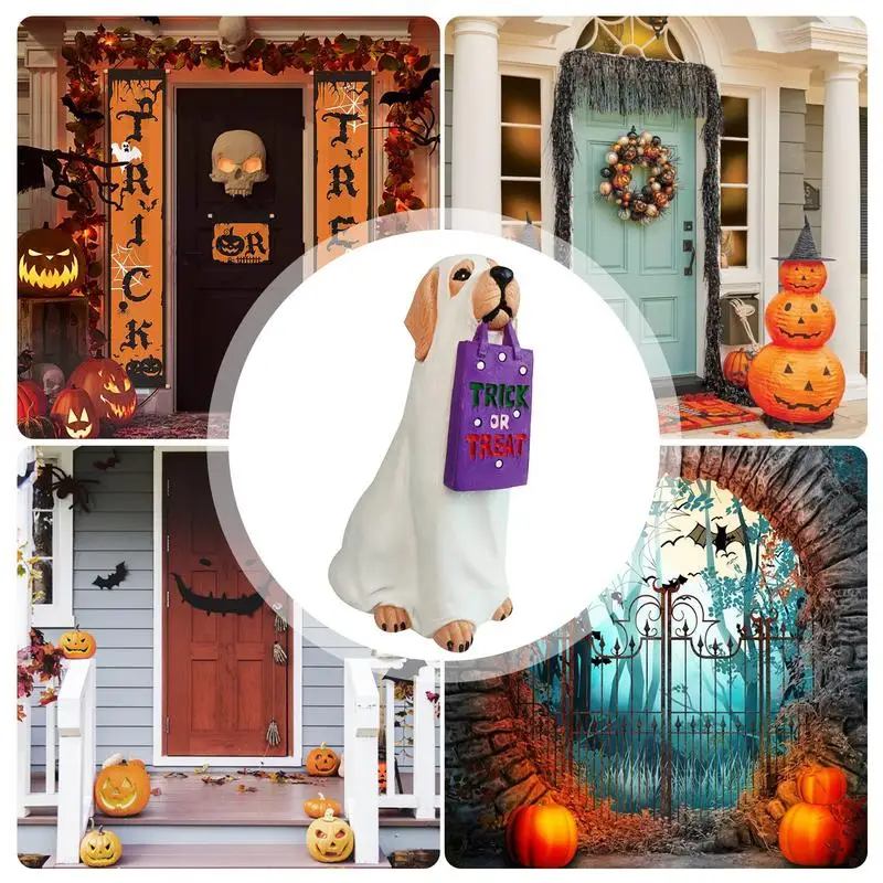 Estatuas de perro y gato para Halloween, soporte multifuncional para cuencos de dulces, decoración para fiestas, regalo - imagen 5