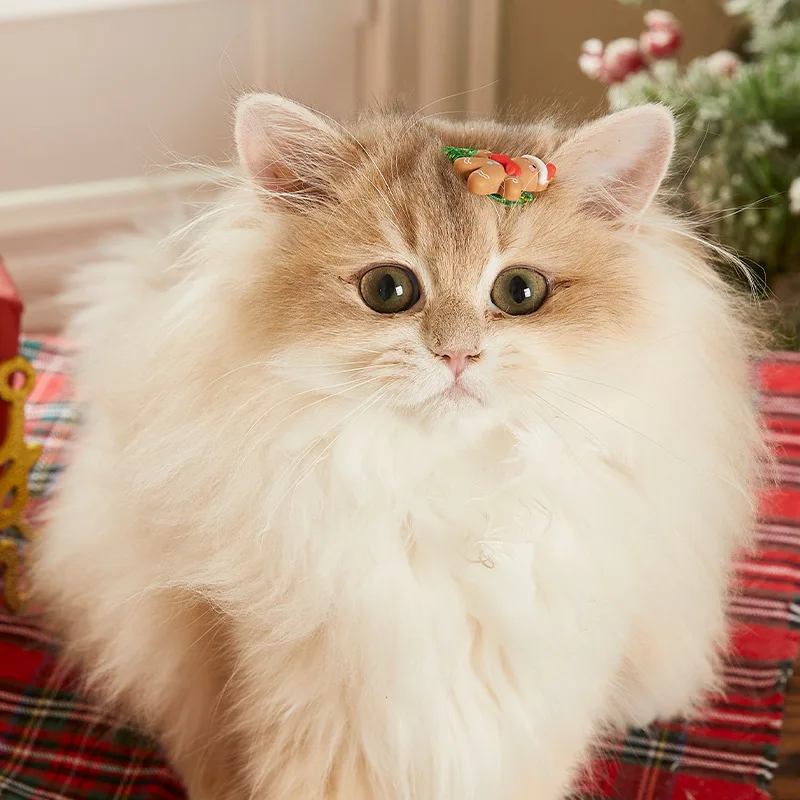 Horquilla navideña para Gato, accesorios creativos, accesorios para el cabello, accesorios para el cabello de gatito, Clip de muñeco de nieve para perro - imagen 4