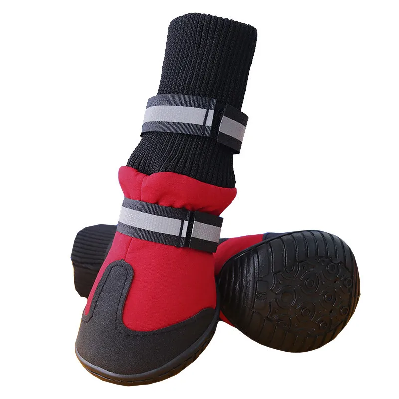 Zapatos impermeables antideslizantes para perros grandes, Protector de garra para perros, botas cálidas para perros, zapatos de lluvia negros, 4 piezas por juego - imagen 4