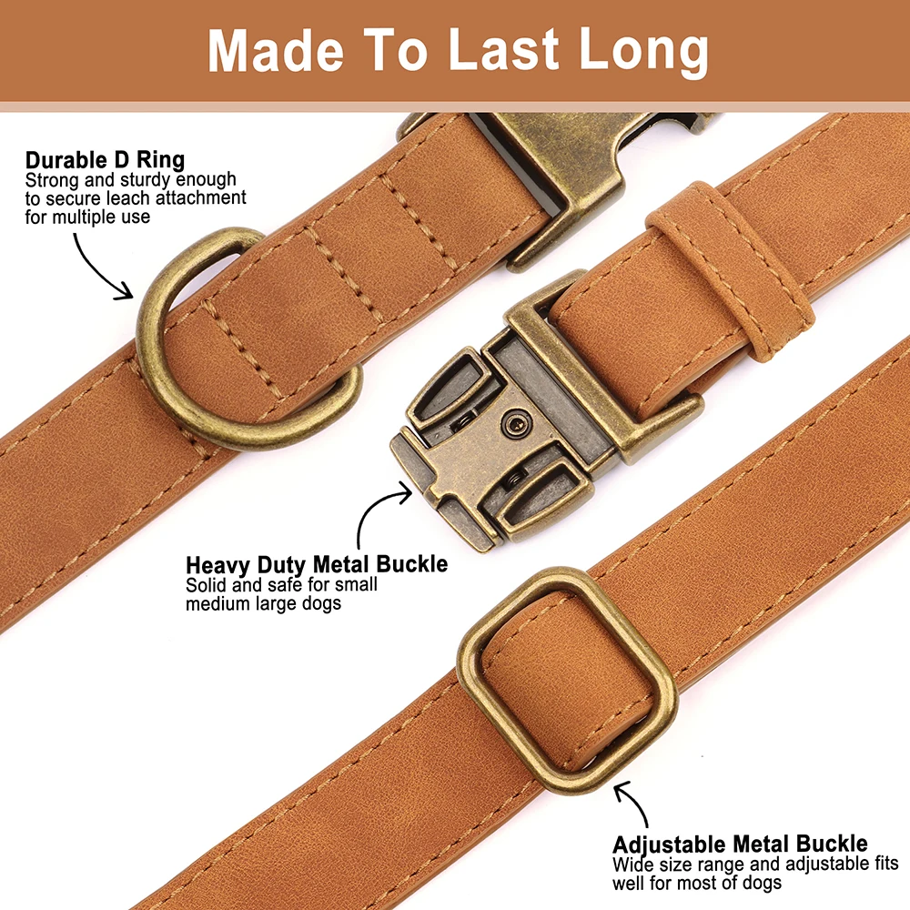 Collar personalizado para perros con correa y bolsa - cuero PU vintage - imagen 4