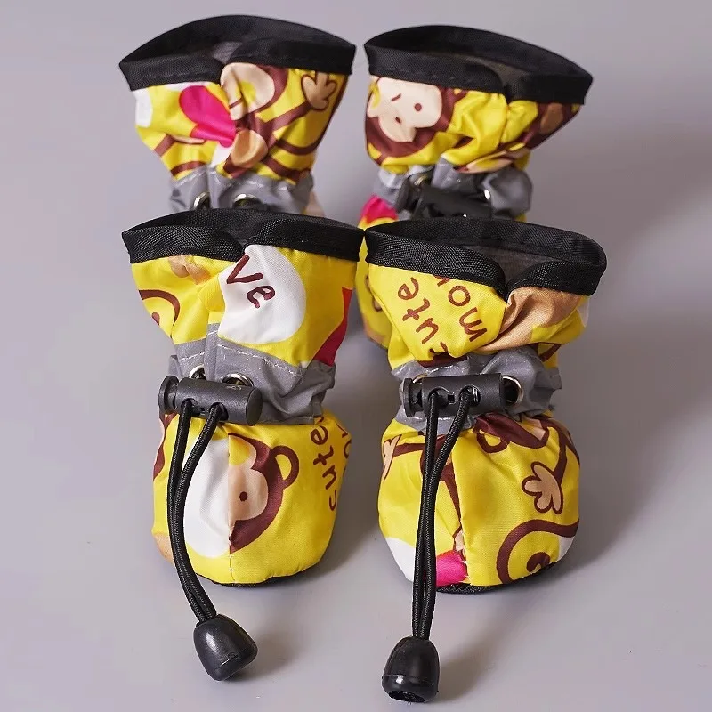 Zapatos para perros pequeños que no se pueden sucer, cubierta para pies, productos para mascotas, 4 Uds., zapatos antideslizantes para cachorros, protección para mascotas, invierno, impermeable, suave - imagen 3