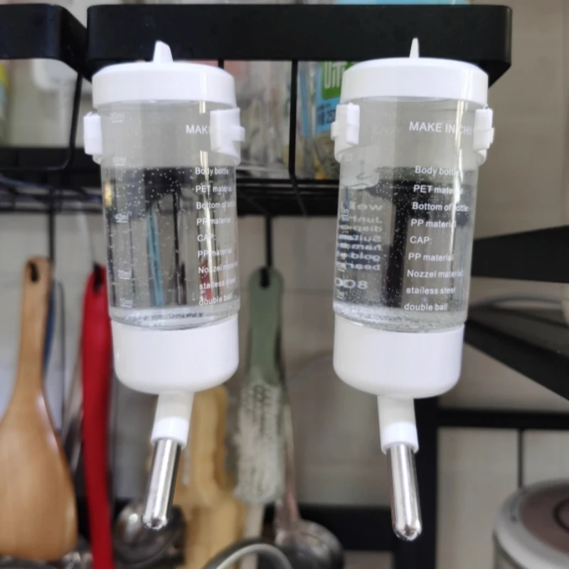 Dispensador automático de agua para mascotas con tazón de comida, botella alimentadora de agua para hámster 2 en 1 para jaula, botella para beber con contenedor de comida