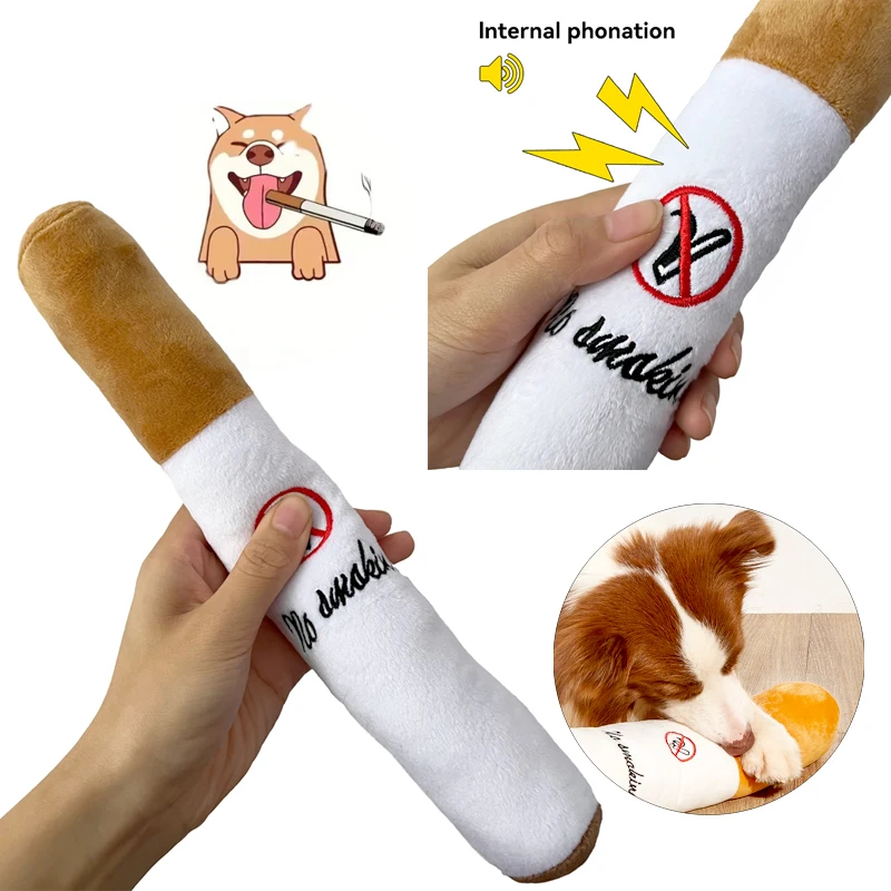 Juguetes Divertidos para mascotas, cigarros de gran humo, sonido de felpa, chirrido, cigarrillos falsos, juguetes para masticar para perros, juego interactivo Molar, juguete para mascotas resistente a mordeduras - imagen 2