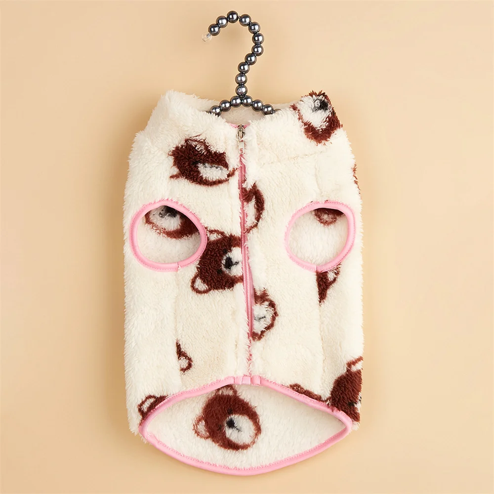 Otoño Invierno chaqueta para perros chaleco para perros pequeños gatos dibujos animados de felpa impreso Yorkshire Schnauzer ropa para cachorros trajes - imagen 5