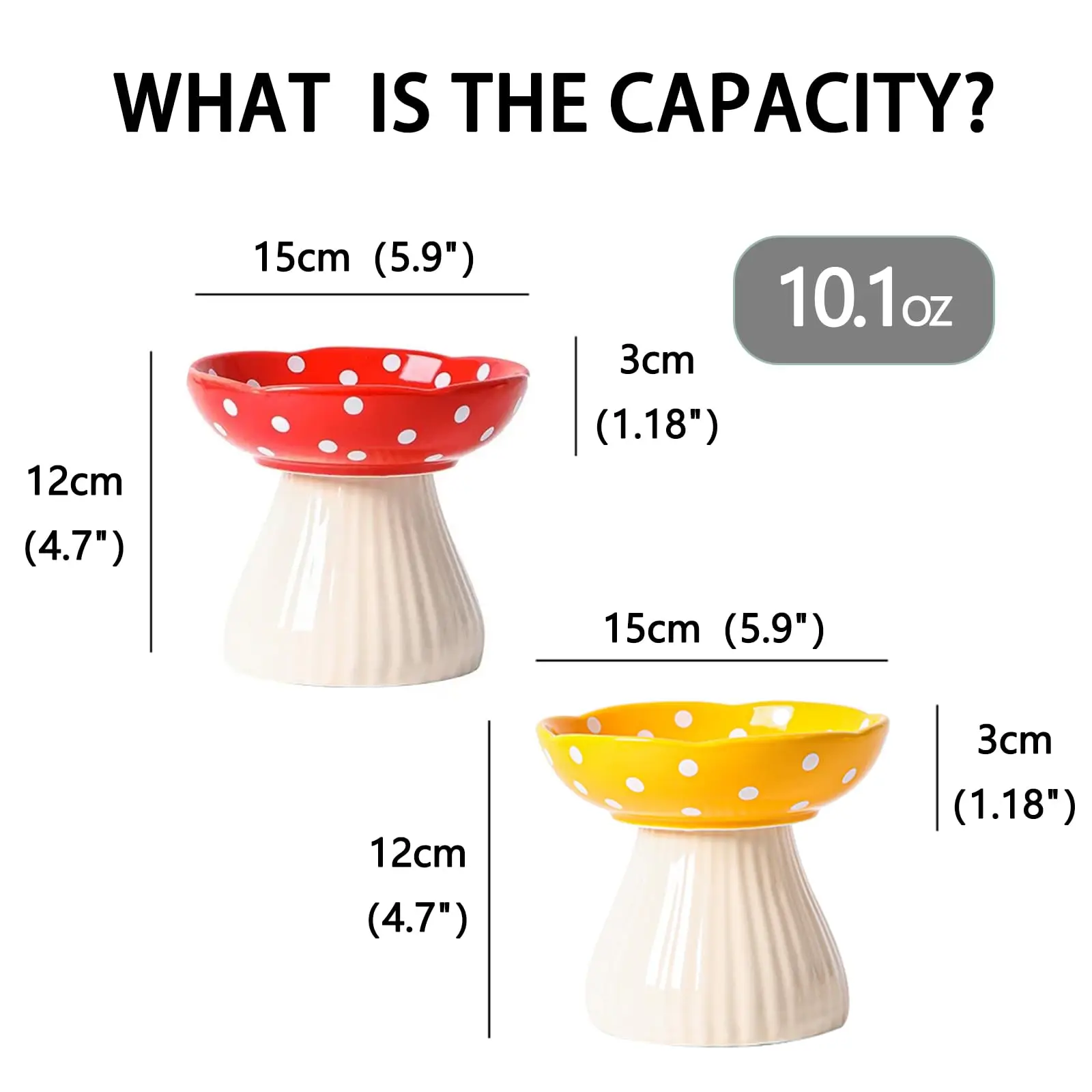 Cuenco para gatos con forma de seta de 6 pulgadas, estante elevado de cerámica, cuenco para comida para gatos elevado y amigable con la barba para comida y agua para plato plano inclinado para gatos - imagen 5