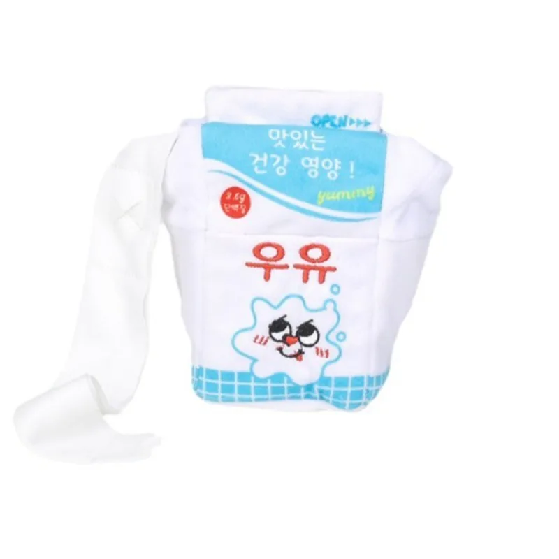 Juguete de peluche de leche para perros Ins, papel higiénico de simulación, juguete para mascotas, traje para recoger caca, juguete para perros, gato, comida oculta, chirrido, suministros interactivos - imagen 5
