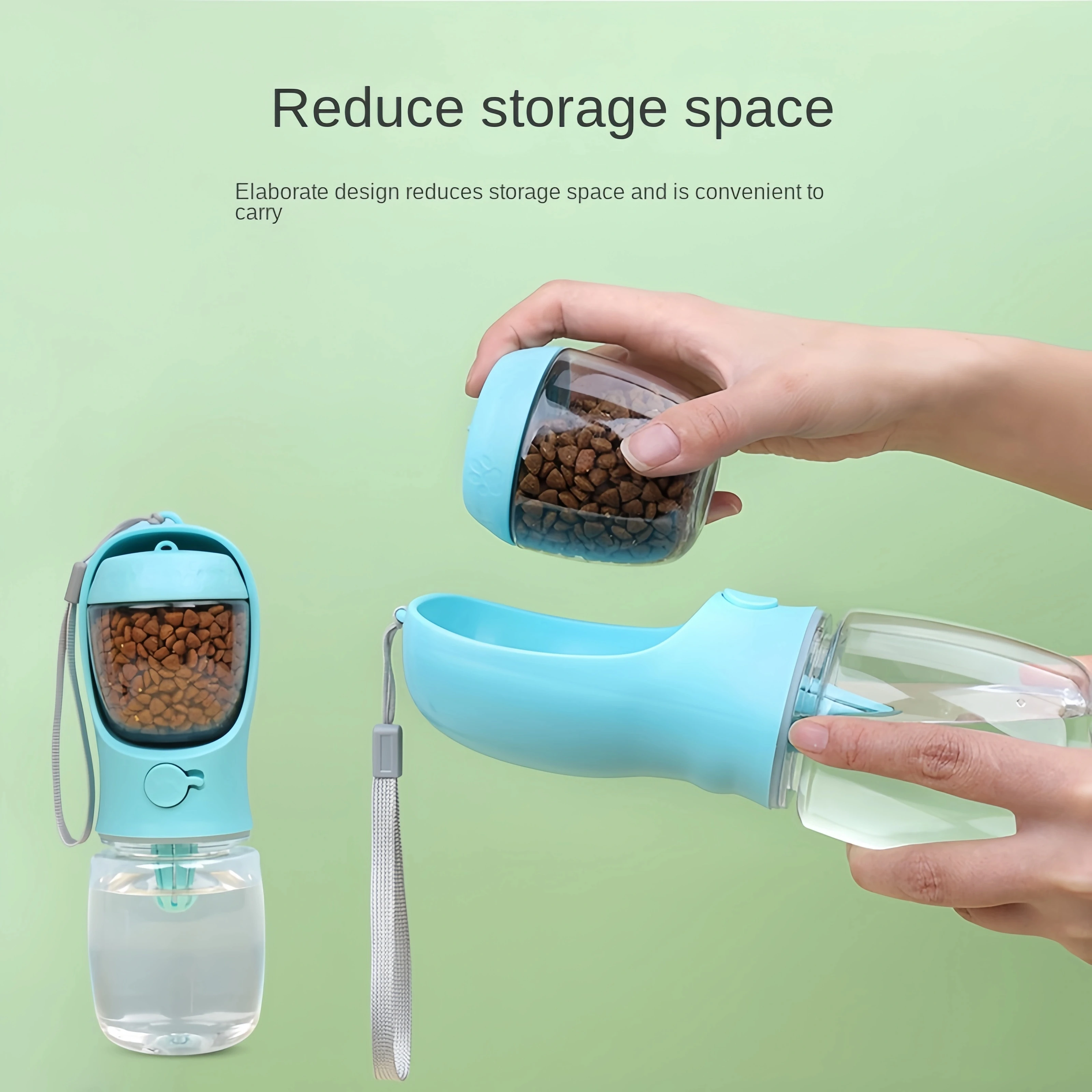 Botella de agua portátil para perros y gatos con almacenamiento de alimentos y contenedor de agua para cachorros, cuenco alimentador para perros, suministros para mascotas de viaje al aire libre - imagen 2