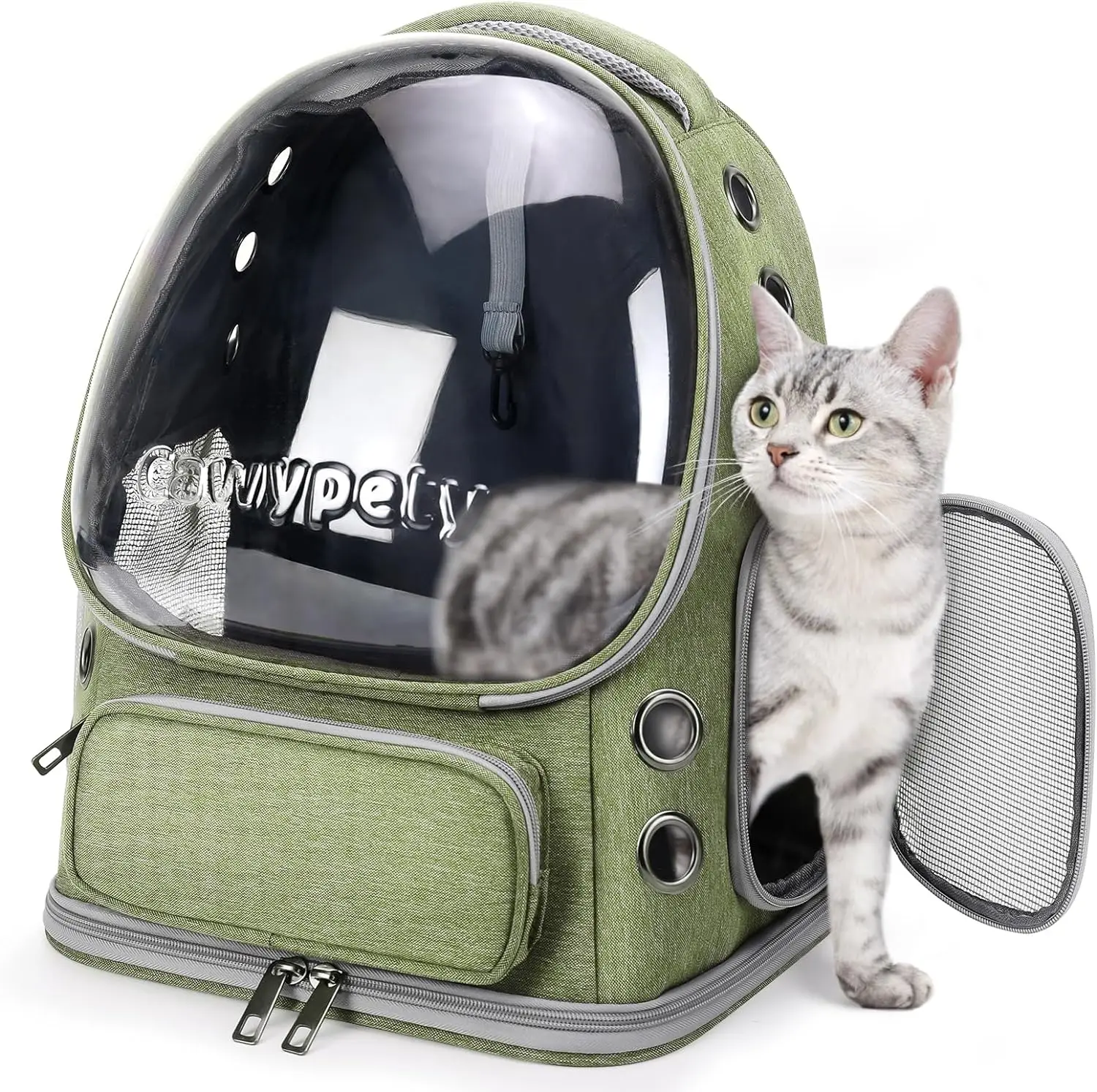Mochila para gatos con cápsulas espaciales transparentes, mochila transpirable con doble hombro para mascotas, bolsa de transporte portátil para exteriores, portador para gatos - imagen 2