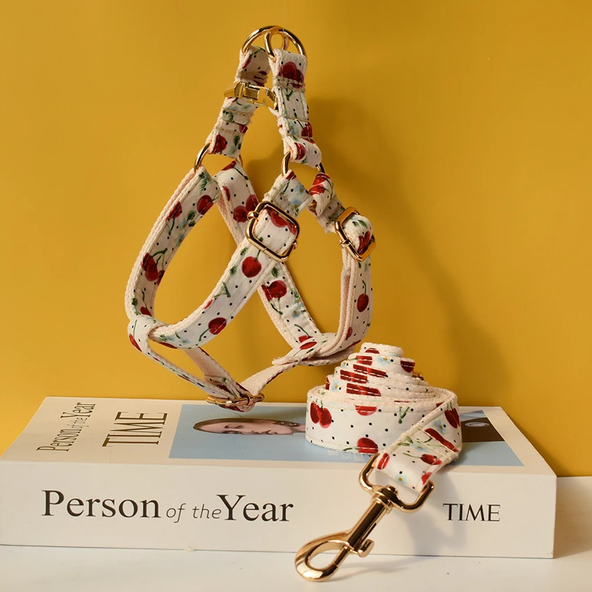 Arnés con estampado de frutas para perro, correa básica con hebilla ajustable, tela de algodón para perros pequeños y grandes - imagen 3