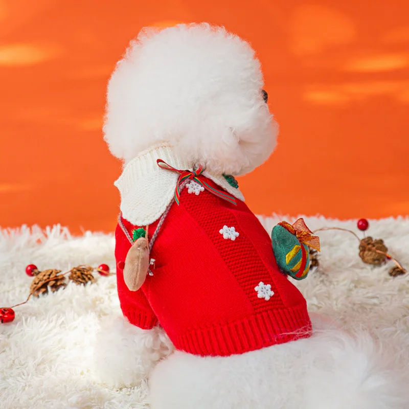 Suéter festivo de punto de alce navideño para mascotas, traje suave y cálido para perros pequeños, ropa perfecta para vacaciones de otoño e invierno - imagen 2